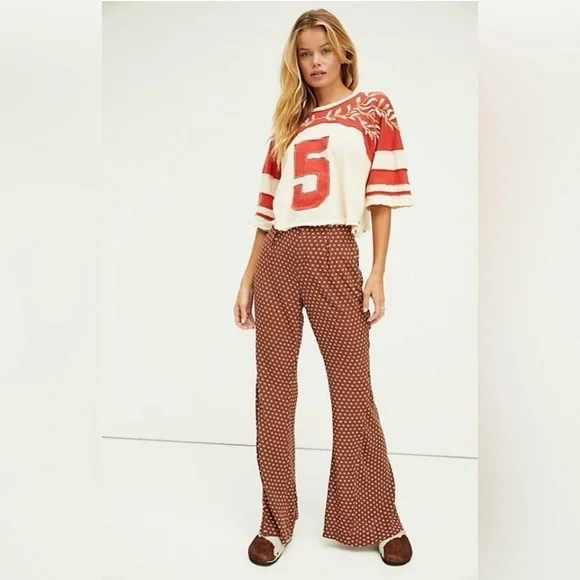 Free People Can’t Take My Eyes Off You Flare High Rise Polka Dots Women’s Large - Picture 2 of 15